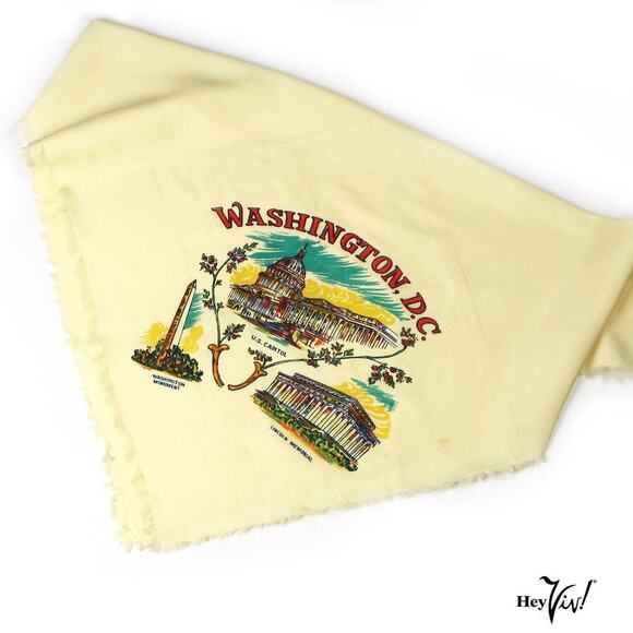 Vintage Washington DC Souvenir Scarf Capitol Memorial Monuments 27x29 - Hey Viv - Picture 2 of 4